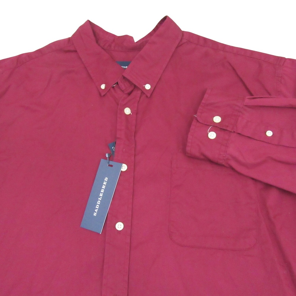 NEW Saddlebred Mens Button Down Shirt 2XL Red Maple Long Sleeve 100% Cotton